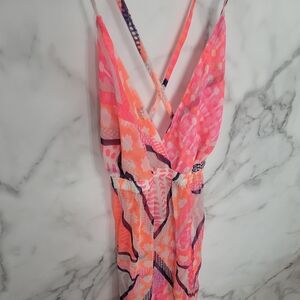 Neon Aztec Maxi Sheer Swim Cover-Up (One Size)